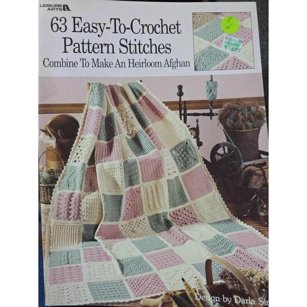 VTG Leisure Art 63 Easy To Crochet Pattern Stitches 1987 Leaflet 555 Crafts Sims
